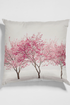 Cherry Blossom Square Pillow — Pink Back Decorative Throw Pillow