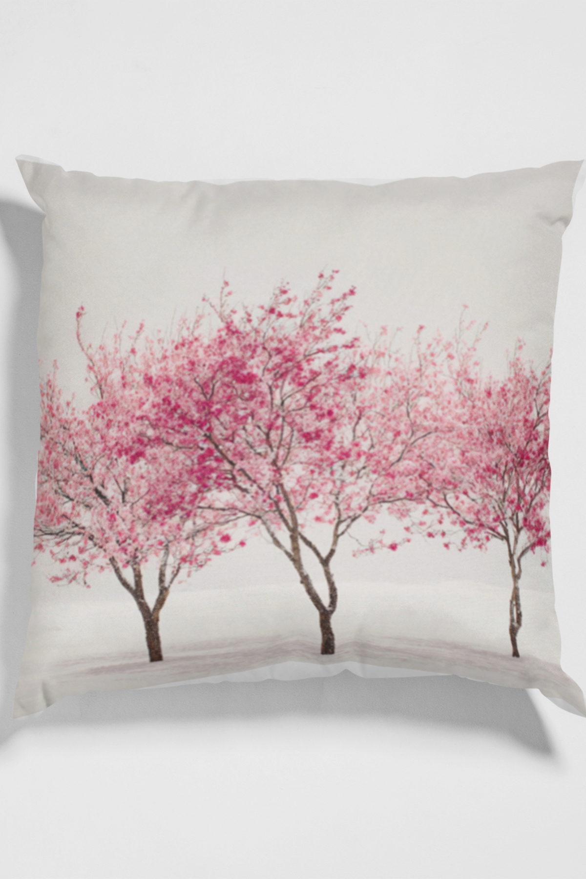 Cherry Blossom Square Pillow — Pink Back Decorative Throw Pillow