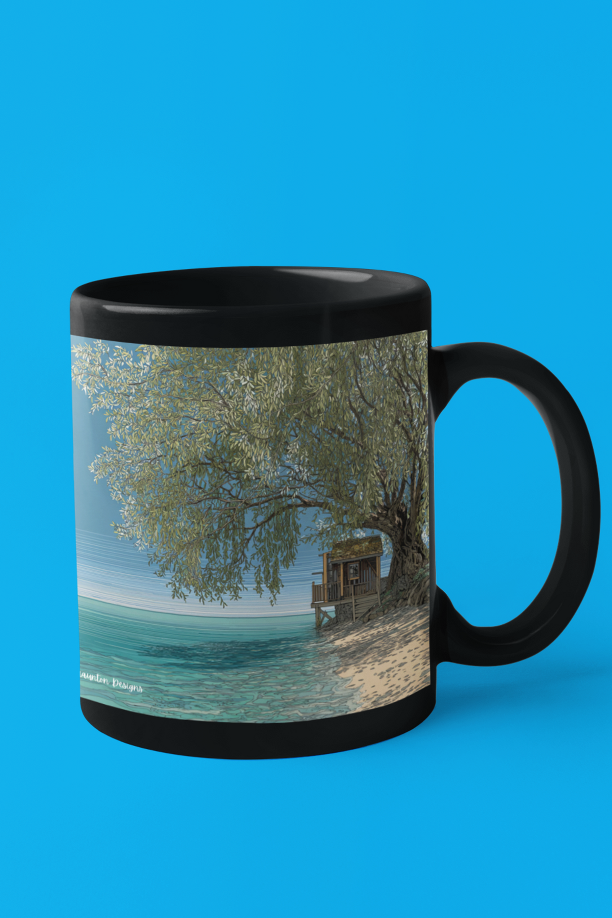 Coastal Cabin Beach Scene Accent Coffee Mug