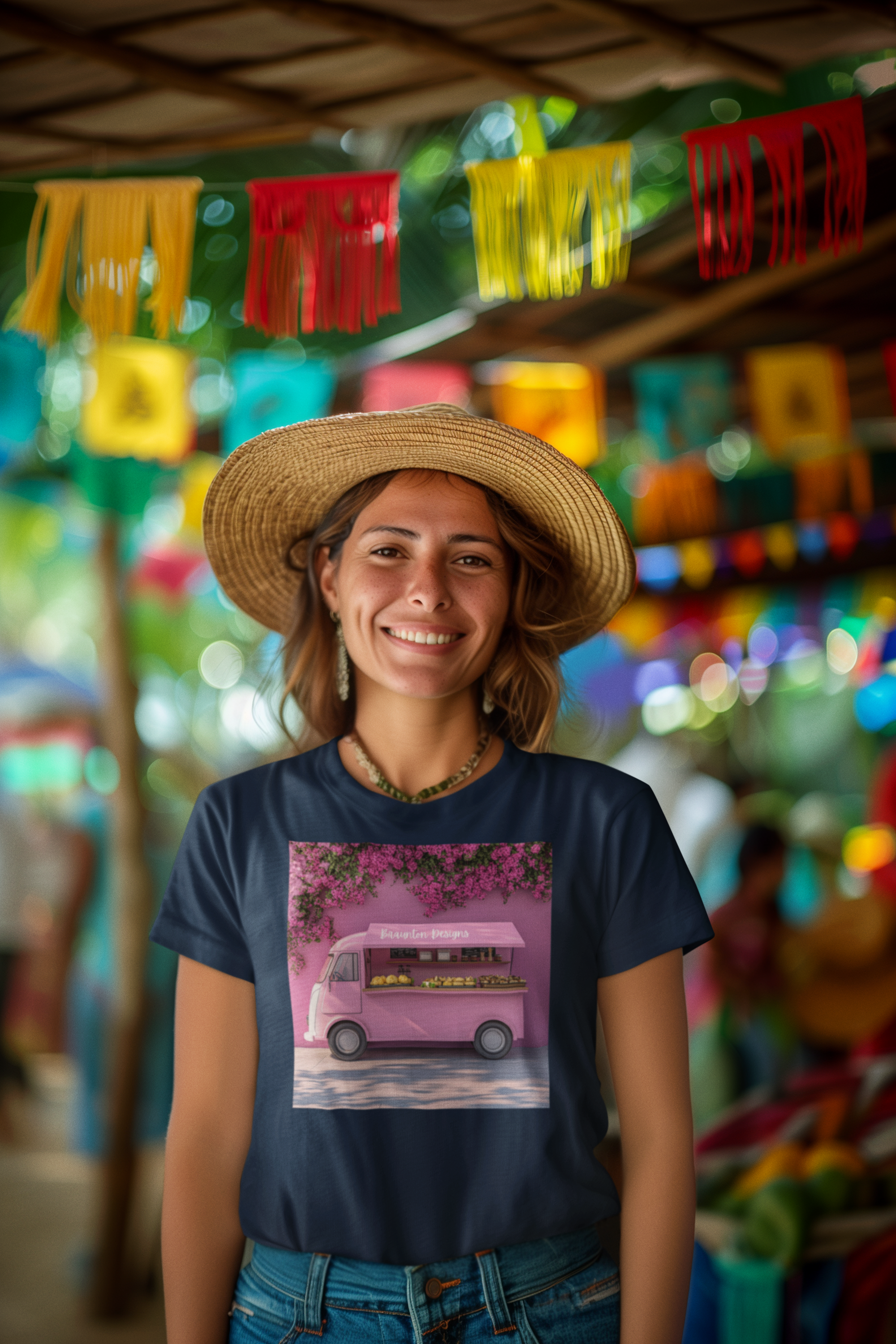 Pink Flower Truck T‑Shirt — Floral Market Van Graphic Tee