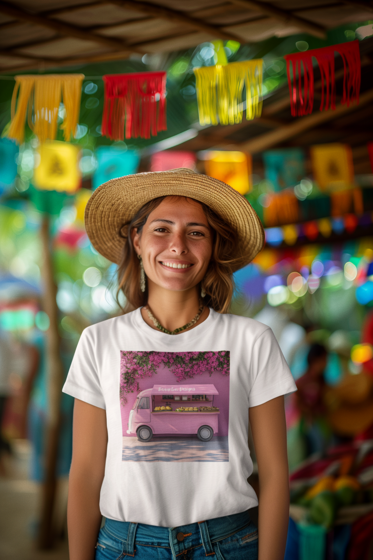 Pink Flower Truck T‑Shirt — Blossom Bakery Food Truck Graphic Tee