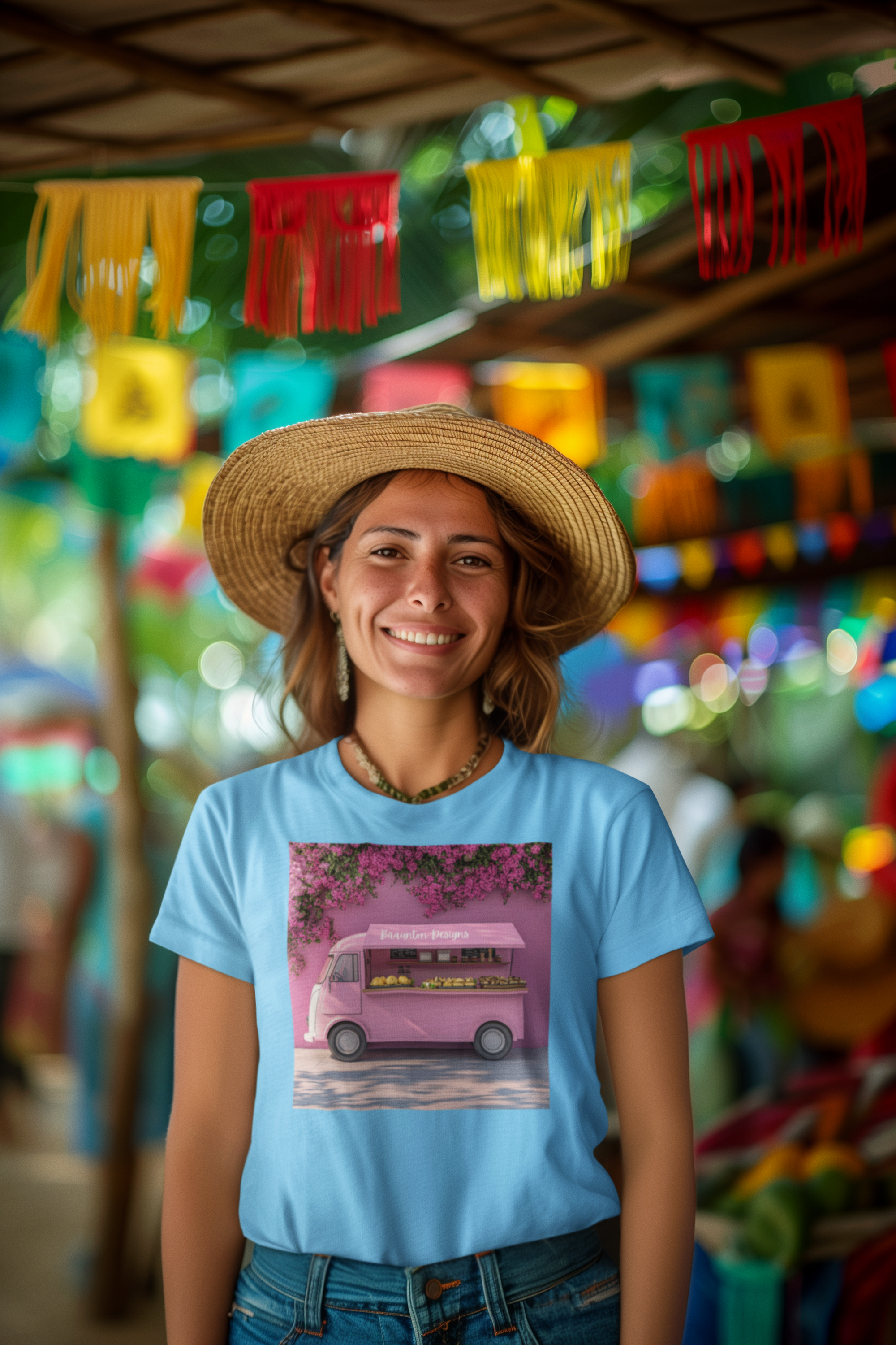 Pink Flower Truck T‑Shirt — Floral Market Van Graphic Tee