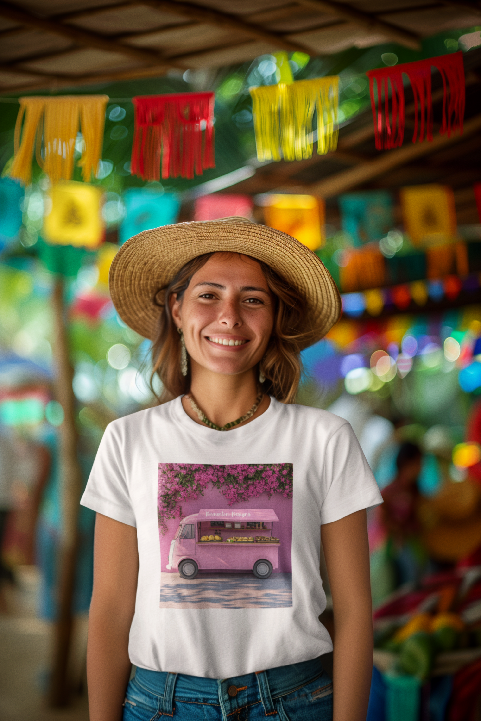 Pink Flower Truck T‑Shirt — Floral Market Van Graphic Tee