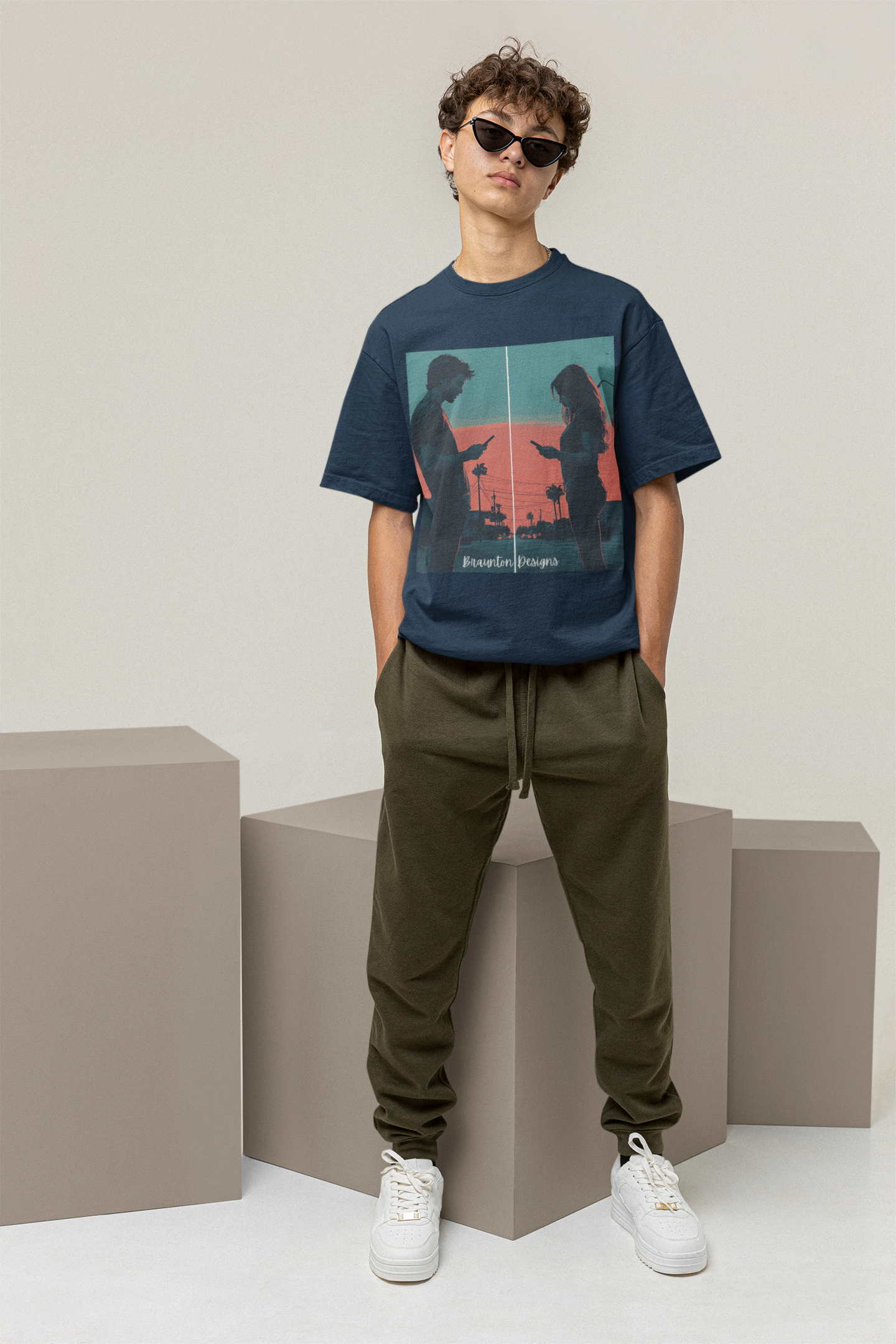 Sunset Texting Silhouette Graphic Tee