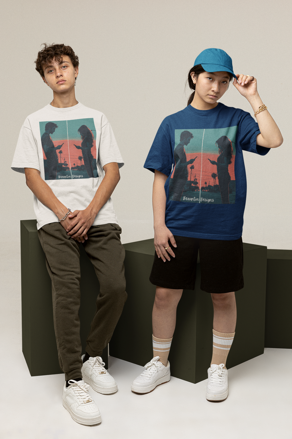 Sunset Texting Silhouette Graphic Tee