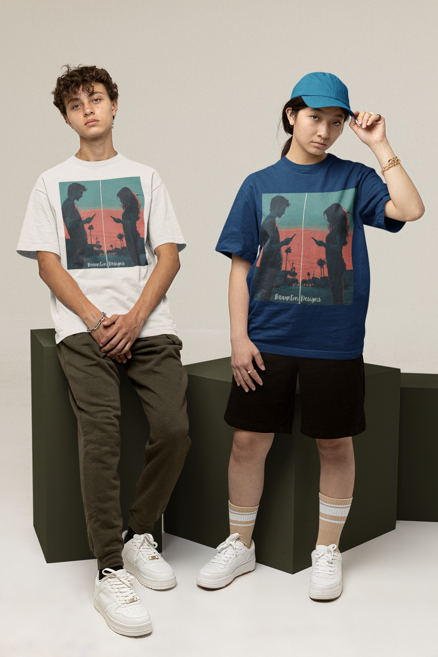 Sunset Texting Silhouette Graphic Tee