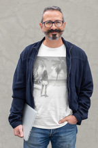 Vintage Beach Photo T‑Shirt — Coastal Retro Palm Print