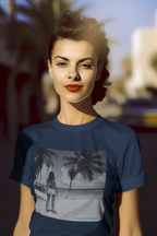 Women's Beach Vibes Tee — Retro Palm Beach Photo T-Shirt