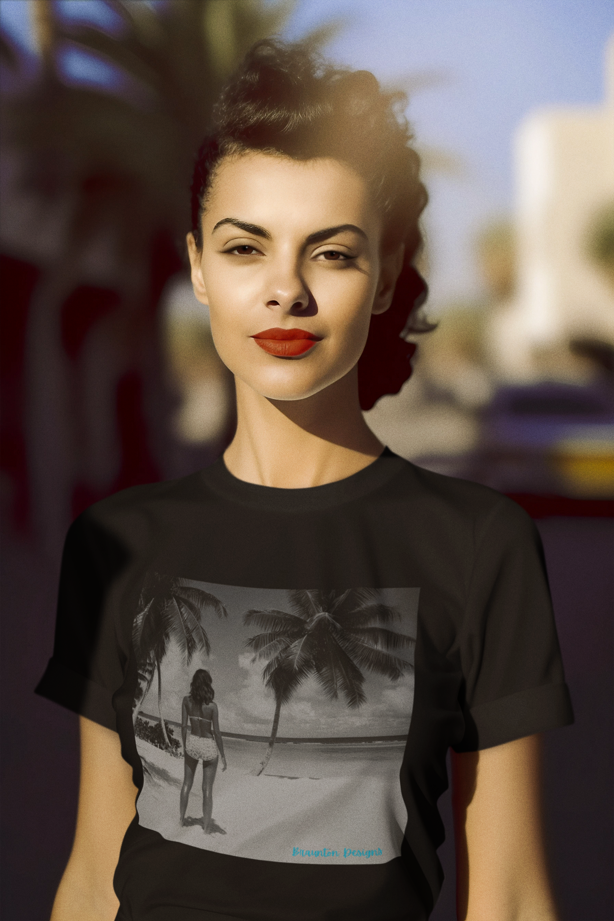 Women's Beach Vibes Tee — Retro Palm Beach Photo T-Shirt